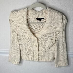 Vintage Express Ivory Cable Knit Cardigan size xsmall Y2K